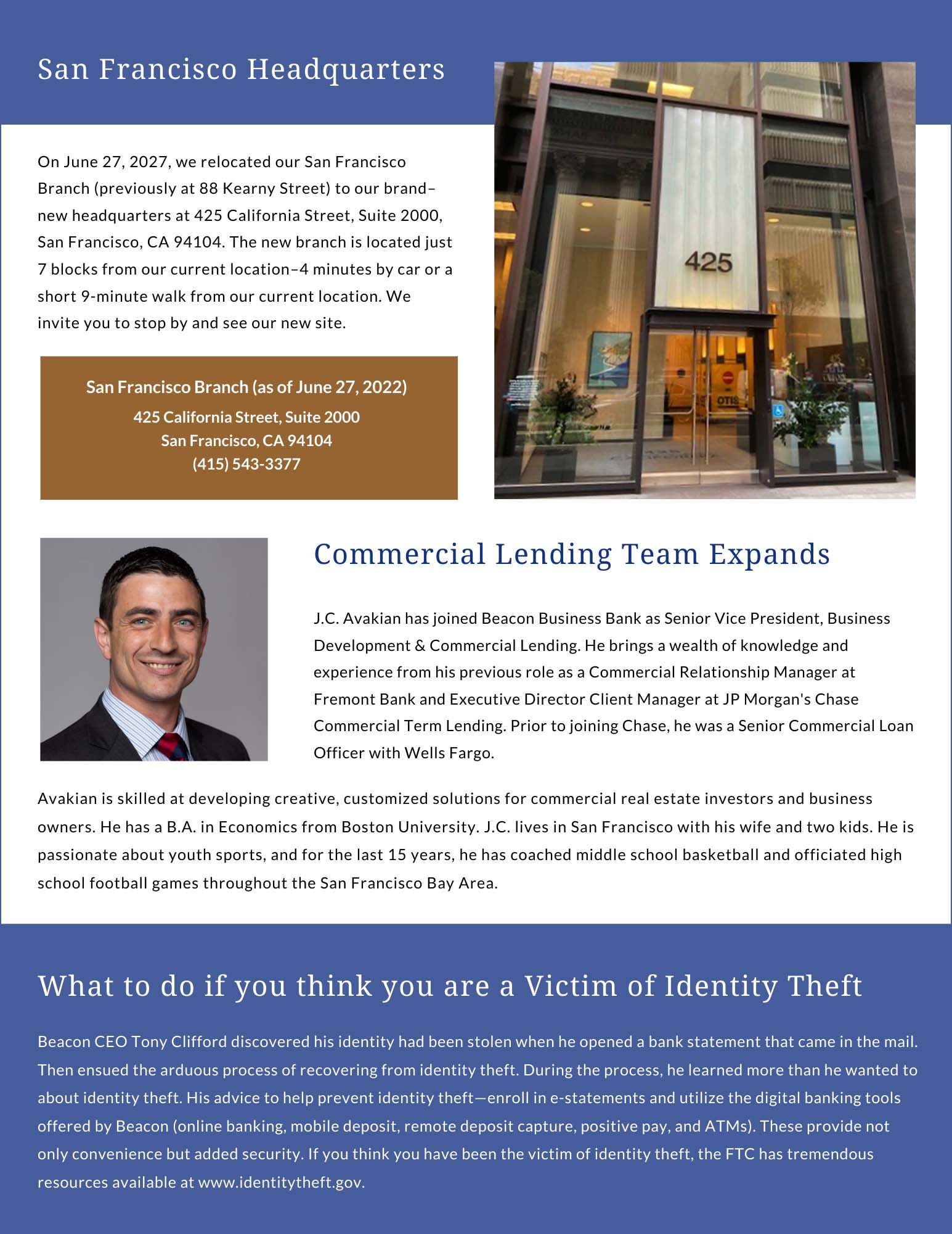 Beacon Business Bank Newsletter